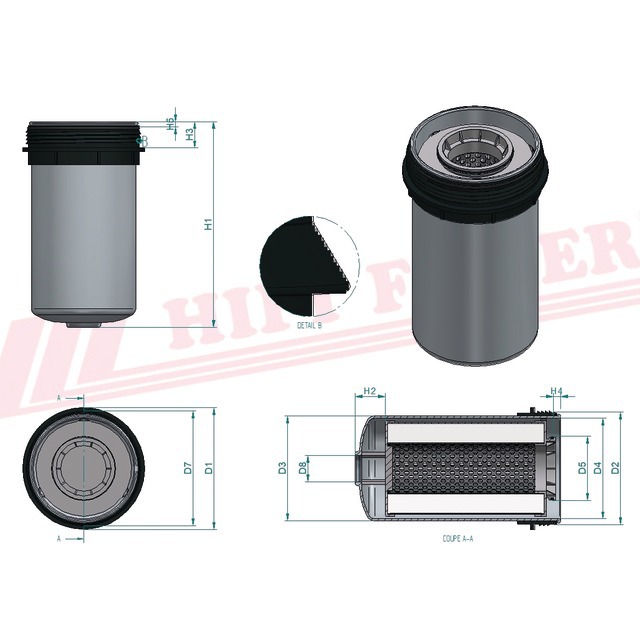 Filtre A Gasoil Separateur D'eau SN 40700 Hifi Filter référence fournisseur HIFSN40700